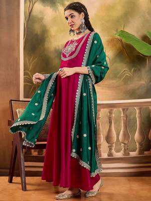 Raani chinon zari sequnce embroidered ethnic dresses 4