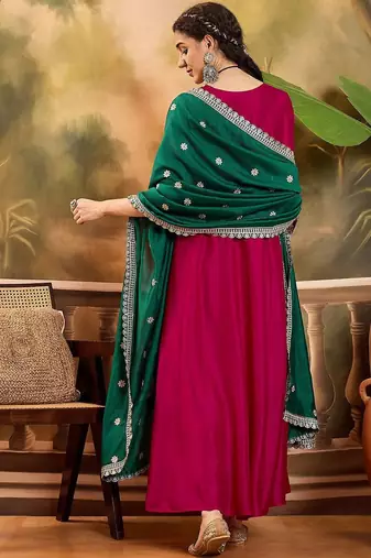Raani chinon zari sequnce embroidered ethnic dresses