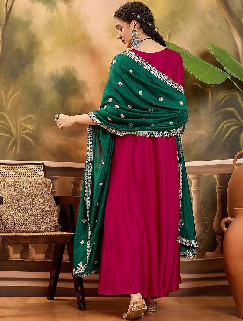 Raani chinon zari sequnce embroidered ethnic dresses