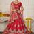 Maroon & Gold-Toned Embroidered Thread Work Semi-Stitched Lehenga & Unstitched Blouse With