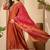 Orange vichitra zari sequence thread cording embroidered gown