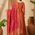 Orange vichitra zari sequence thread cording embroidered gown