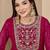 Women dark pink embroidered round neck georgette zari sequence dress