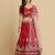 Maroon & Blue Embroidered Thread Work Semi-Stitched Lehenga & Unstitched Blouse With Dupatta