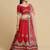 Maroon & Blue Embroidered Thread Work Semi-Stitched Lehenga & Unstitched Blouse With Dupatta