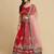 Maroon & Blue Embroidered Thread Work Semi-Stitched Lehenga & Unstitched Blouse With Dupatta