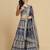 Blue & Gold-Toned Embroidered Thread Work Semi-Stitched Lehenga & Unstitched Blouse With Dupatta