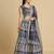 Blue & Gold-Toned Embroidered Thread Work Semi-Stitched Lehenga & Unstitched Blouse With Dupatta