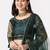 Women Green & Gold-Toned Thread Work Lehenga & Unstitched Blouse With Dupatta