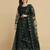 Green & Gold-Toned Embroidered Thread Work Semi-Stitched Lehenga & Unstitched Blouse With Dupatta