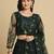 Green & Gold-Toned Embroidered Thread Work Semi-Stitched Lehenga & Unstitched Blouse With Dupatta