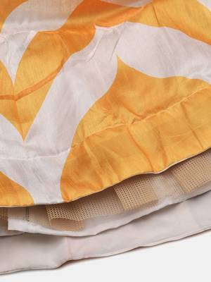 Yellow & White Semi-Stitched Lehenga & Unstitched Blouse With Dupatta 3