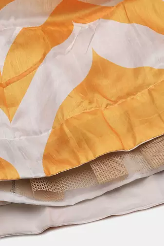 Yellow & White Semi-Stitched Lehenga & Unstitched Blouse With Dupatta