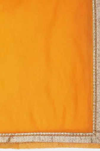 Yellow & White Semi-Stitched Lehenga & Unstitched Blouse With Dupatta