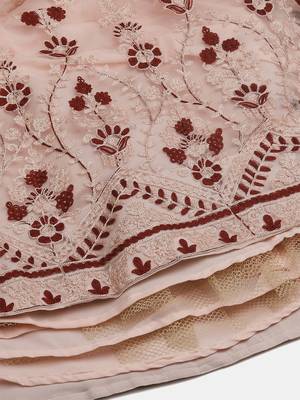 Pink & Maroon Semi-Stitched Lehenga & Unstitched Blouse With Dupatta 3