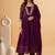 Zari sequence embroidered v-neck kurta & trousers with dupatta