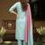 Yoke design poly chiffon round neck kurta & trousers with dupatta