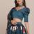 Navy Blue & Red Foil Print Semi-Stitched Lehenga & Unstitched Blouse With Dupatta