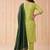 Yoke design silk blend round neck kurta & trousers with dupatta