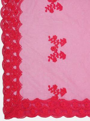 Pink Embroidered Semi-Stitched Lehenga & Unstitched Blouse With Dupatta 4