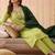 Yoke design silk blend round neck kurta & trousers with dupatta