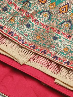 Red & Green Printed Semi-Stitched Lehenga & Unstitched Blouse With Dupatta 3