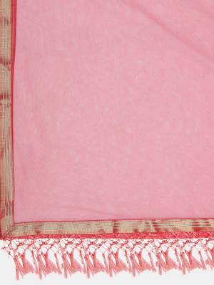 Red & Green Printed Semi-Stitched Lehenga & Unstitched Blouse With Dupatta 4
