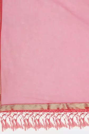 Red & Green Printed Semi-Stitched Lehenga & Unstitched Blouse With Dupatta