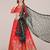 Peach-Coloured & Green Printed Semi-Stitched Lehenga & Unstitched Blouse With Dupatta