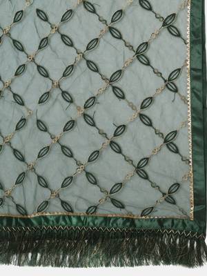 Peach-Coloured & Green Printed Semi-Stitched Lehenga & Unstitched Blouse With Dupatta 4