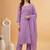 Zari sequence mirror-work embroidered round neck kurta & trousers with dupatta