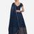 Teal Blue & Golden Embroidered Semi-Stitched Lehenga Unstitched Blouse Dupatta