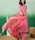 Embroidered a-line kurta with trouser & dupatta