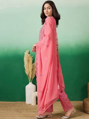 Embroidered a-line kurta with trouser & dupatta 4