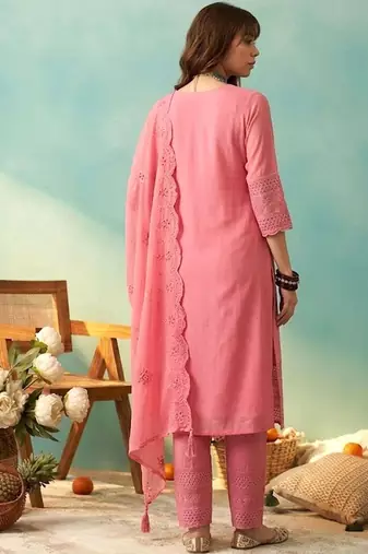 Women angrakha sequinned kurti with skirt & with dupatta