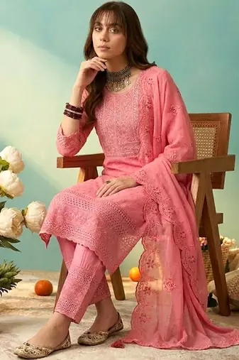Women angrakha sequinned kurti with skirt & with dupatta
