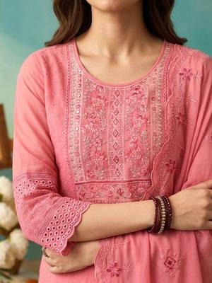 Women angrakha sequinned kurti with skirt & with dupatta 5