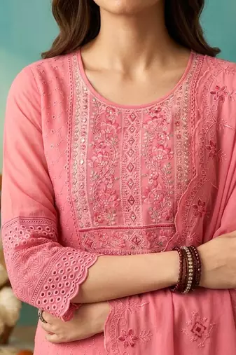 Women angrakha sequinned kurti with skirt & with dupatta