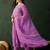 Lavender printed notch neck georgette a-line kurta with trouser & dupatta set