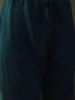 Teal floral embroidered v-neck tread work anarkali kurta & trouser with dupatta 3