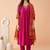 Yoke design poly crepe v-neck kurta & trousers with dupatta