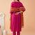 Yoke design poly crepe v-neck kurta & trousers with dupatta