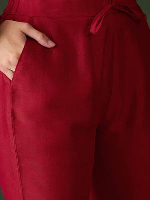 Embroidered straight kurta with trousers and dupatta 3