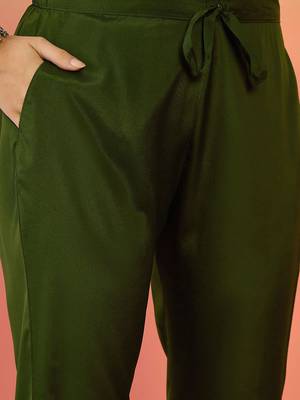 Floral zari work v-neck empire a-line kurta with trousers and dupatta 3