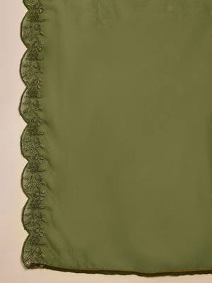 Floral zari work v-neck empire a-line kurta with trousers and dupatta 4