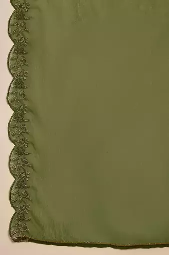 Floral zari work v-neck empire a-line kurta with trousers and dupatta