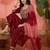 Embroidered  round neck kurta & trousers with dupatta