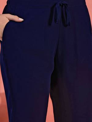 Zari sequence cording embroidered front slit kurta with trousers & dupatta 3