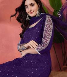 Zari sequence embroidered straight kurta & trousers with dupatta