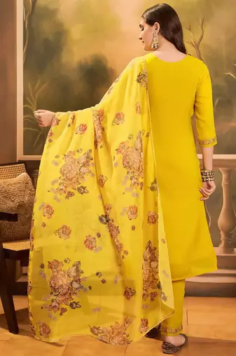 Thread zari sequence embroidered kurta with trousers & dupatta